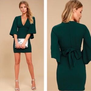 Lulu's Glimpse of Glamour Bell Sleeve Dress size XS - green